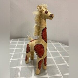 Folk Art 14” Giraffe Standing Woven Figure from Raffia African Wildlife Animal